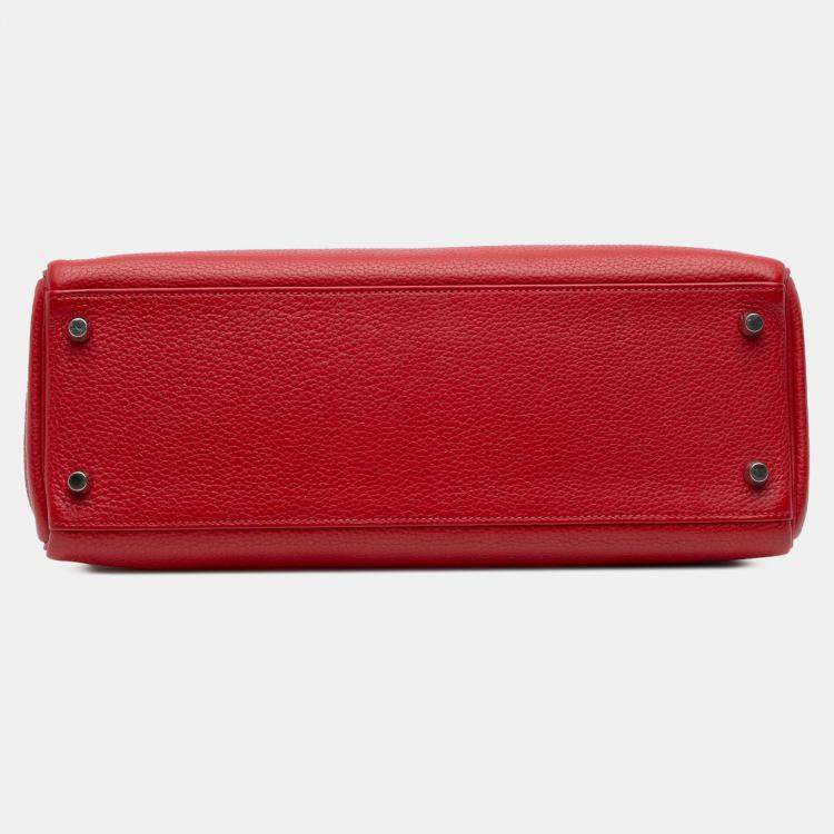 Pre Owned Hermes Rouge Casaque Togo Kelly II Retourne 32