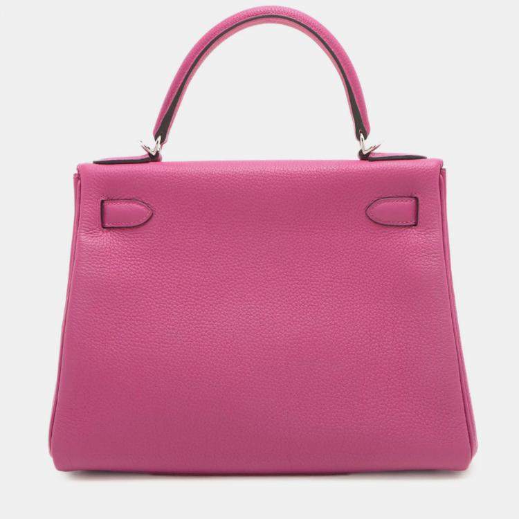 Pre Owned Hermes Rose Pourpre Togo Kelly II Retourne 28