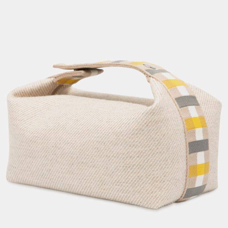 Pre Owned Hermes Light Beige Small Wool Bride-a-Brac Au Carre Case