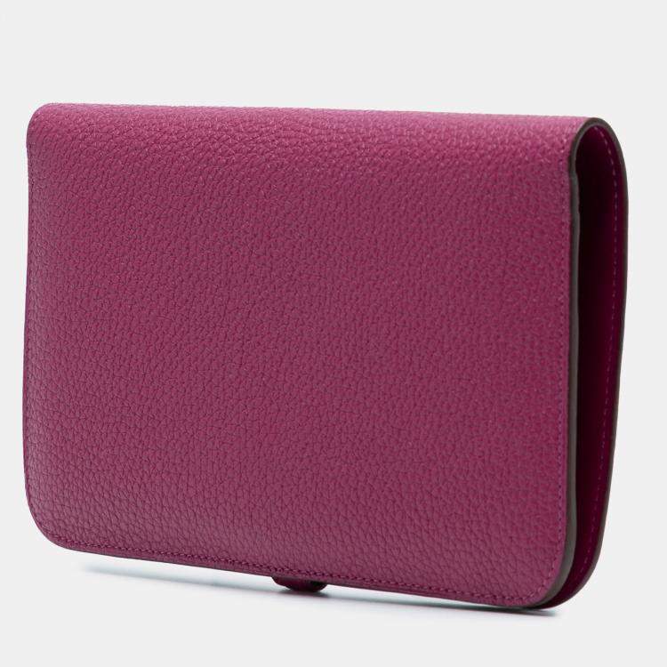 مملوكة مسبقًا Hermes Rose Pourpre Togo Dogon Duo Wallet GM