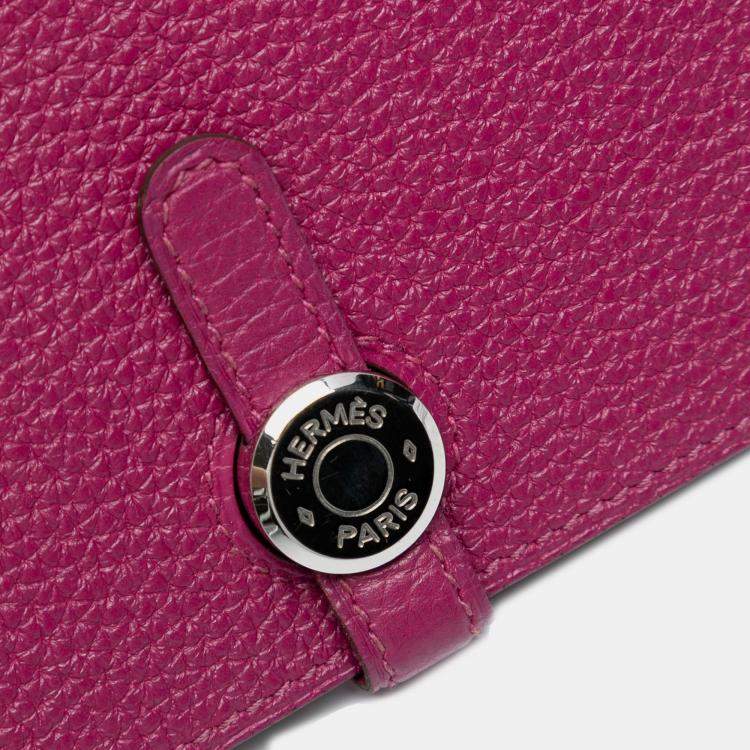 مملوكة مسبقًا Hermes Rose Pourpre Togo Dogon Duo Wallet GM