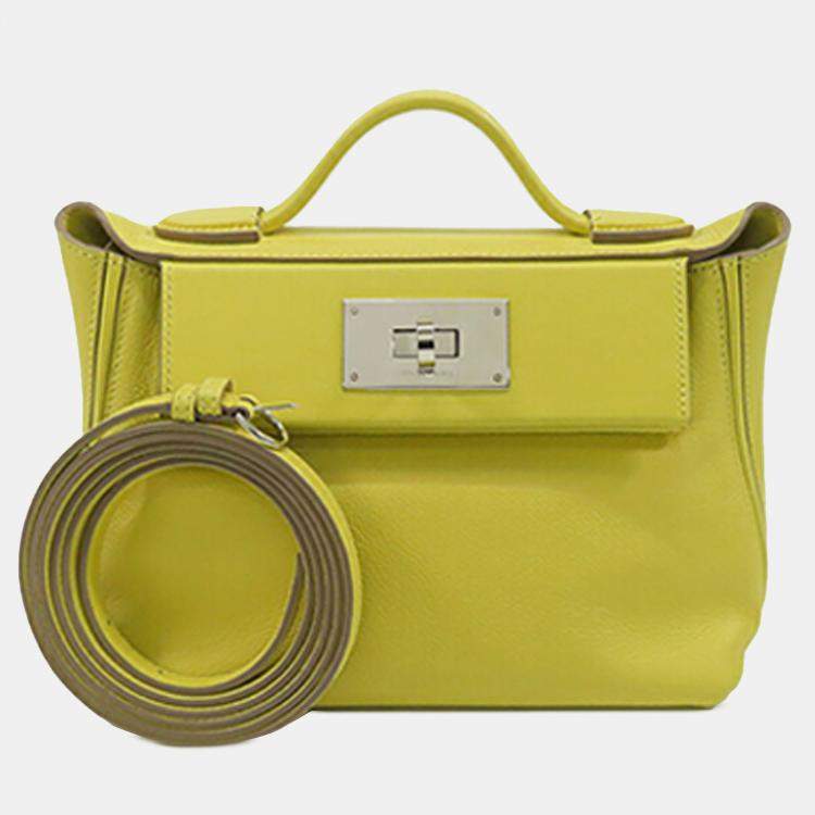Pre Owned Hermes Swift 24/24 21 Yellow Evercolor Bag