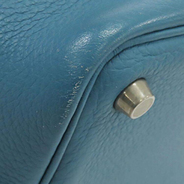 Pre Owned Hermes Picotin 18  Blue Clemence Bag