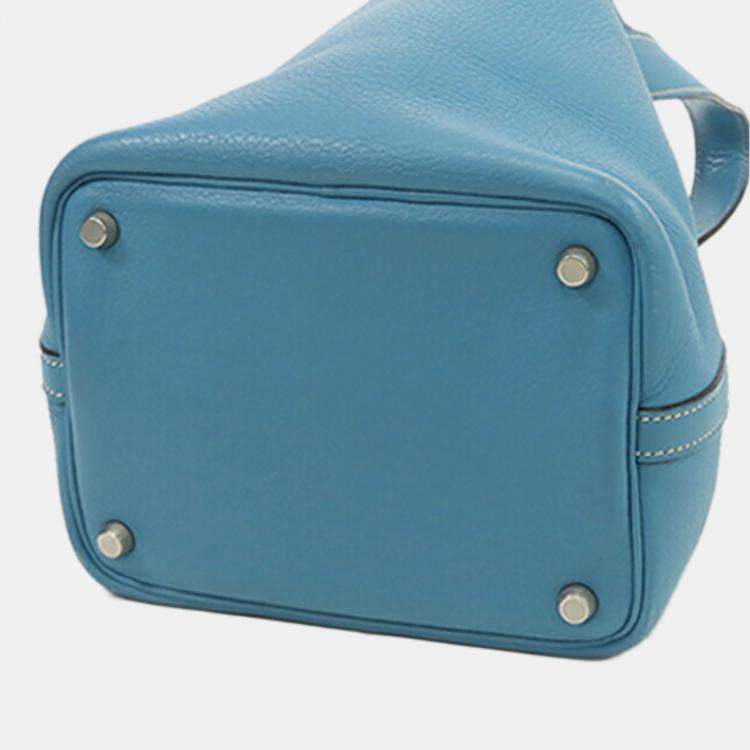 Pre Owned Hermes Picotin 18  Blue Clemence Bag