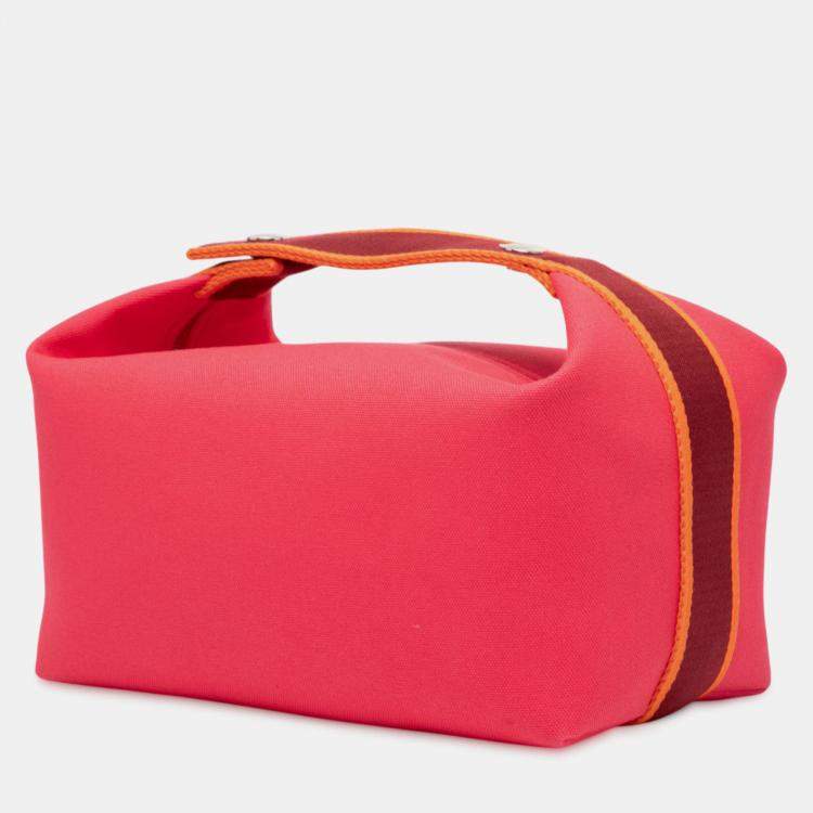 Pre Owned Hermes Pink Large Toile Bride A Brac Case
