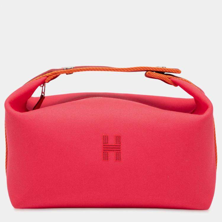 Pre Owned Hermes Pink Large Toile Bride A Brac Case