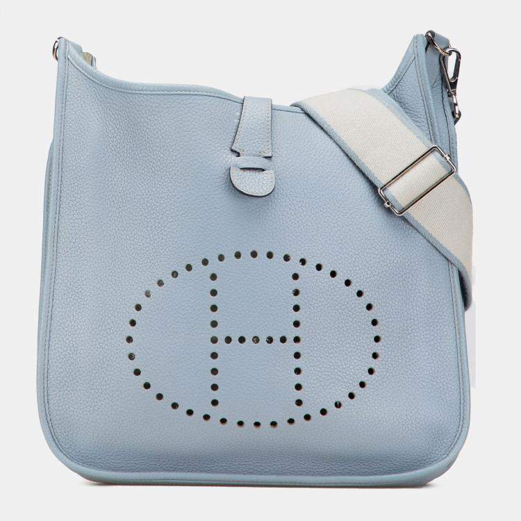 Pre Owned Hermes Blue Clemence Evelyne III 33