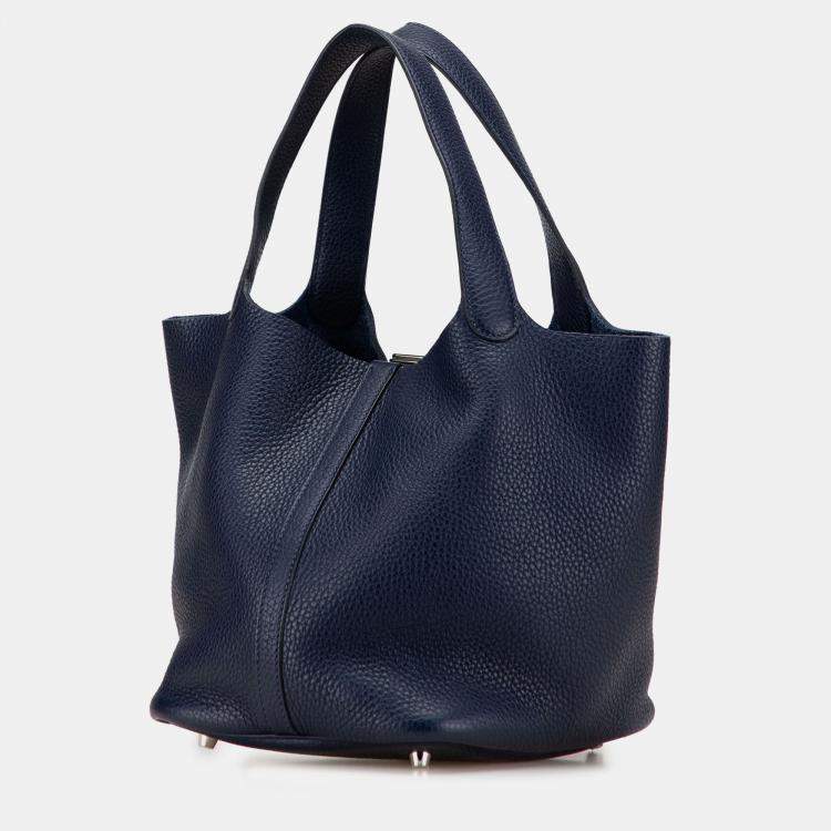 Pre Owned Hermes Blue Clemence Picotin Lock 22