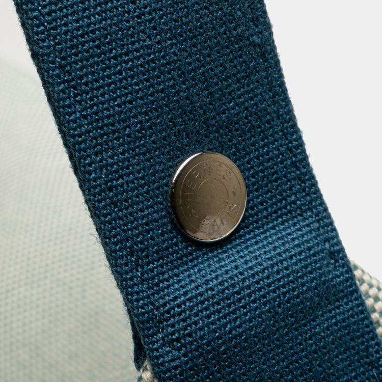 Pre Owned Hermes Blue Large Toile Bride A Brac Cabriole Case