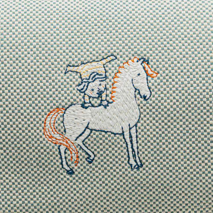 Pre Owned Hermes Blue Large Toile Bride A Brac Cabriole Case