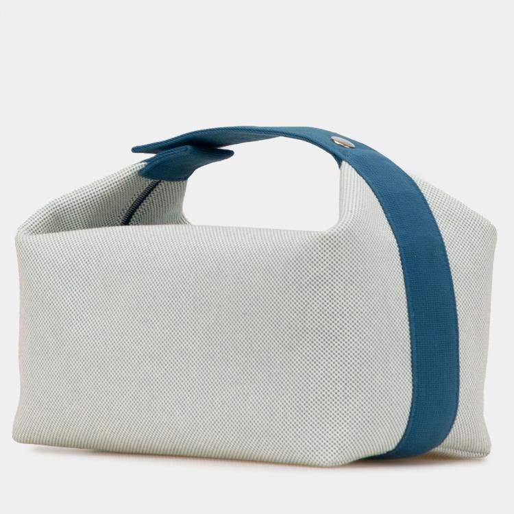 Pre Owned Hermes Blue Large Toile Bride A Brac Cabriole Case