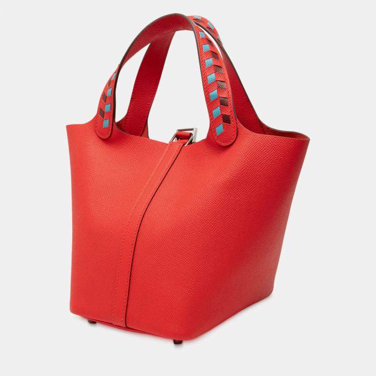 Pre Owned Hermes Rouge Epsom Tressage Picotin Lock 18