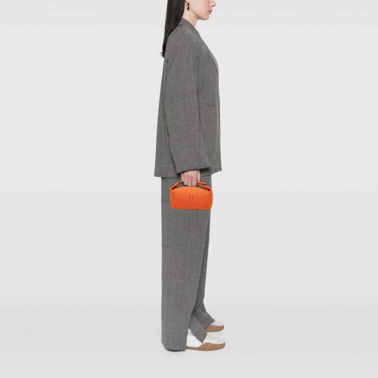 Pre Owned Hermes Orange Small Toile Bride A Brac Case