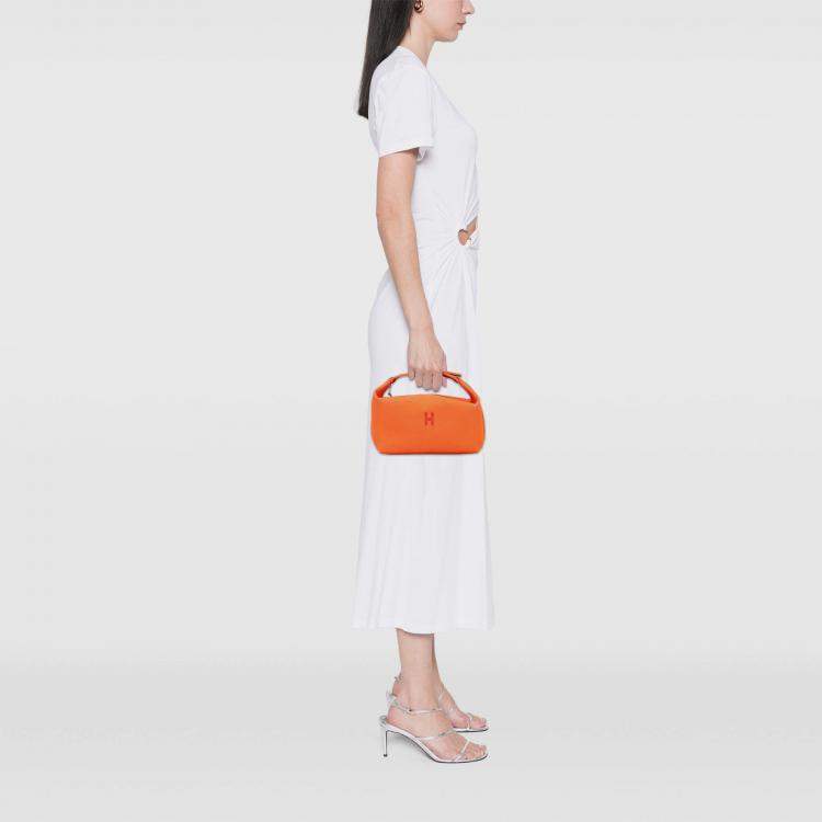 Pre Owned Hermes Orange Red Large Toile Bride A Brac