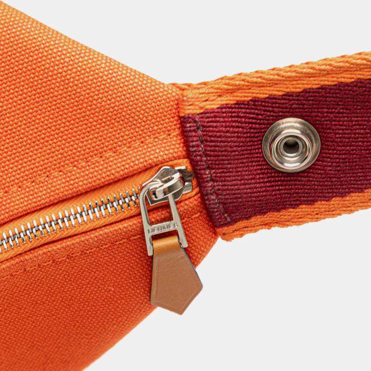 Pre Owned Hermes Orange Red Large Toile Bride A Brac