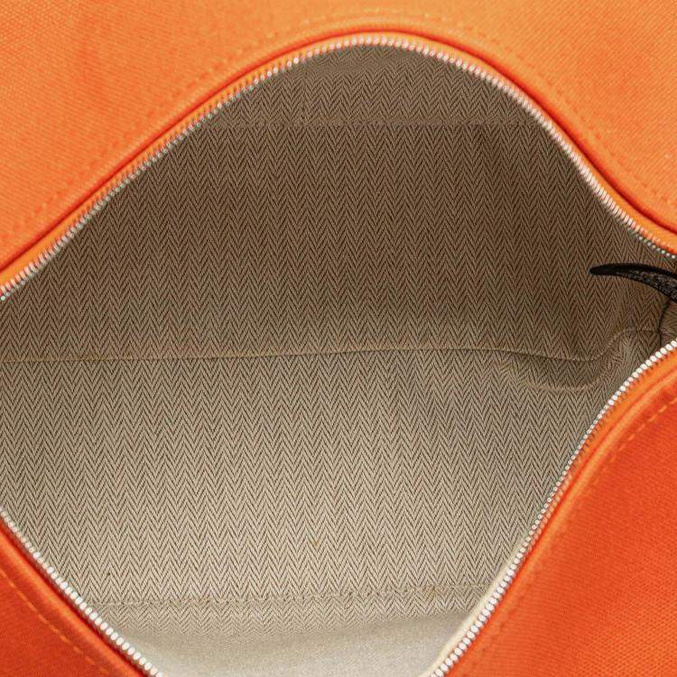 Pre Owned Hermes Orange Red Large Toile Bride A Brac