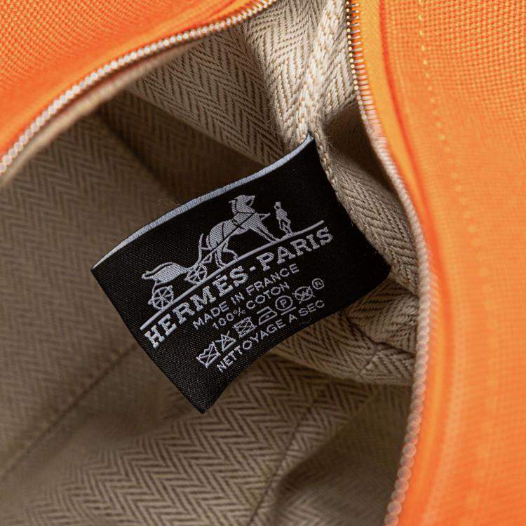 Pre Owned Hermes Orange Red Large Toile Bride A Brac