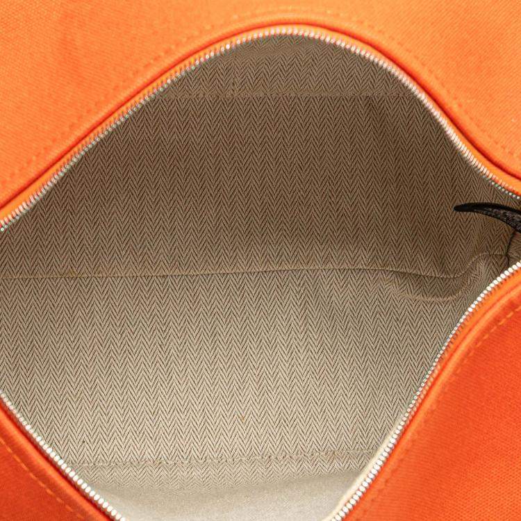 Pre Owned Hermes Orange Red Large Toile Bride A Brac