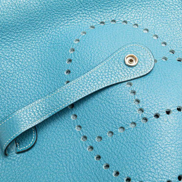 Pre Owned Hermes Blue Clemence Evelyne II GM