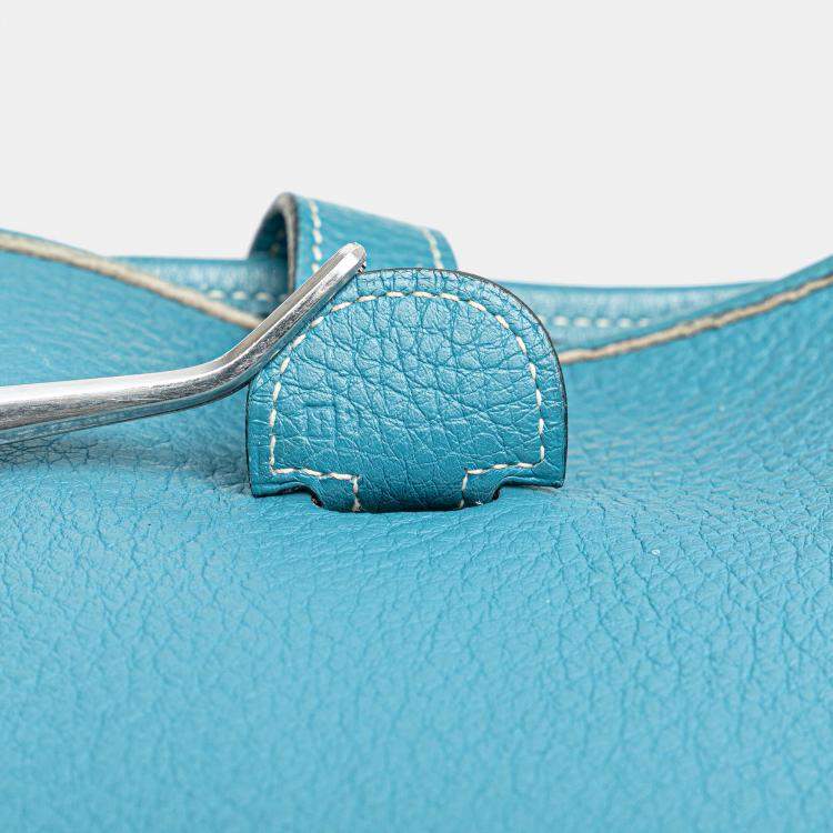 Pre Owned Hermes Blue Clemence Evelyne II GM