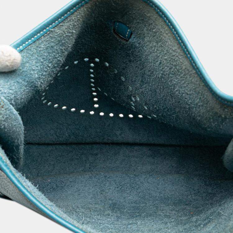 Pre Owned Hermes Blue Clemence Evelyne II GM