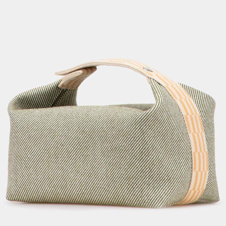 Pre Owned Hermes Green White Large Wool Bride A Brac H Natte Case