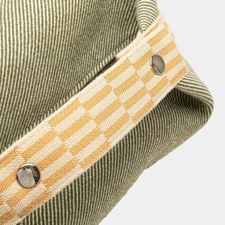 Pre Owned Hermes Green White Large Wool Bride A Brac H Natte Case