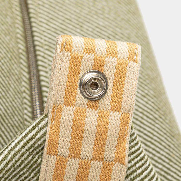 Pre Owned Hermes Green White Large Wool Bride A Brac H Natte Case