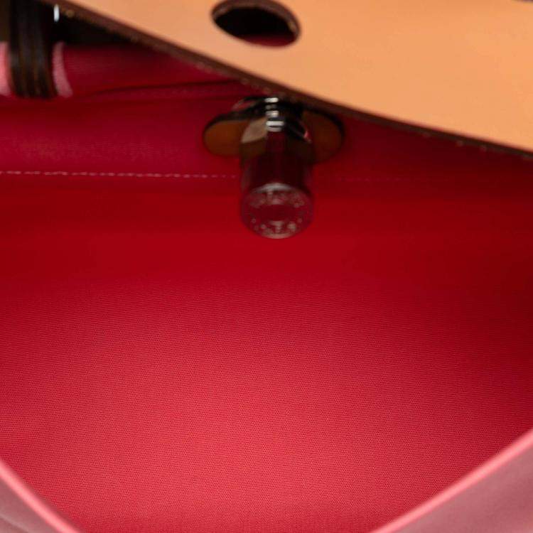 Pre Owned Hermes Brown Pink Toile Herbag Zip 31