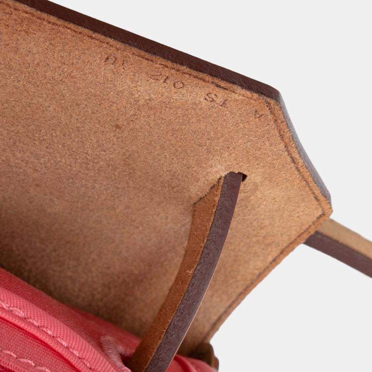 Pre Owned Hermes Brown Pink Toile Herbag Zip 31