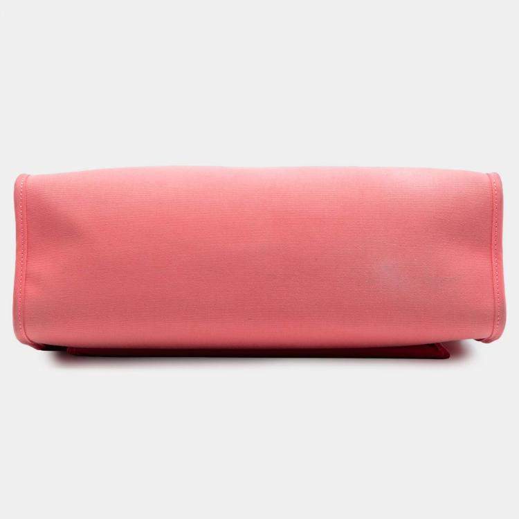 Pre Owned Hermes Brown Pink Toile Herbag Zip 31