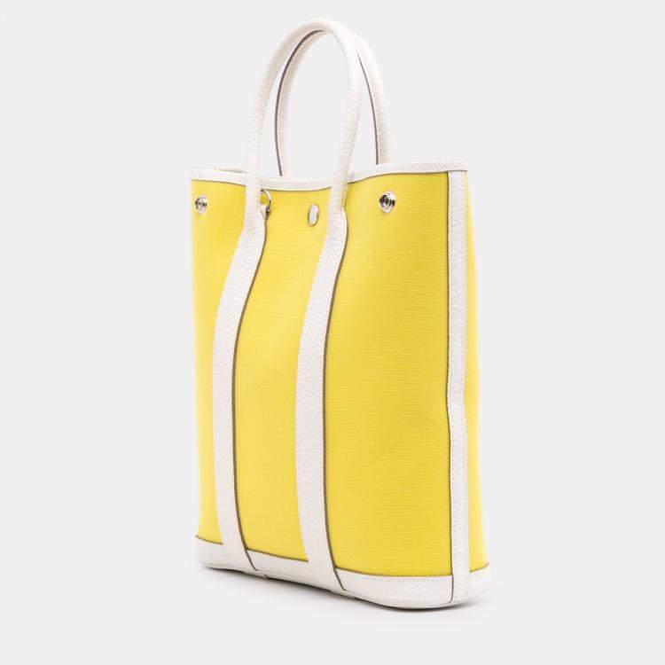 Pre Owned Hermes White Yellow Toile and Negonda Garden File 28