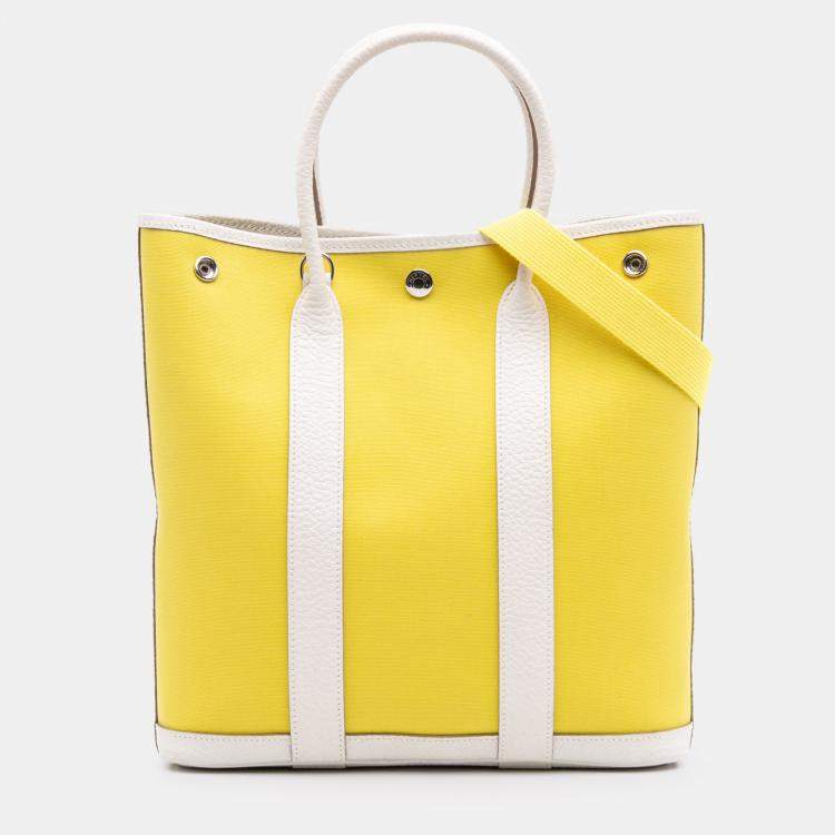 Pre Owned Hermes White Yellow Toile and Negonda Garden File 28