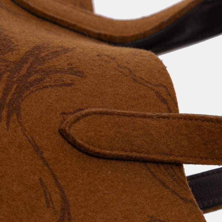 Pre Owned Hermes Brown Printed Felt Carrimi Tote MM