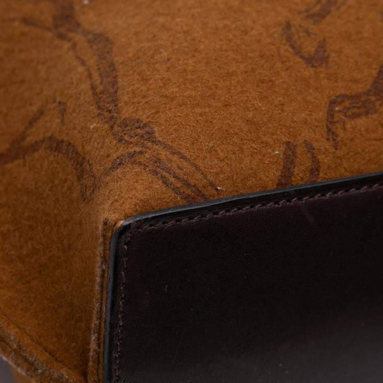 Pre Owned Hermes Brown Printed Felt Carrimi Tote MM