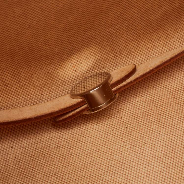 Pre Owned حقيبة ظهر هيرمس إكرو/طبيعي توليه كانفاس وجلد فاش 2 في 1