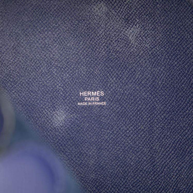 Pre Owned Hermes Bleu Encre, Noir, and Brique Epsom Tressage Picotin Lock 22
