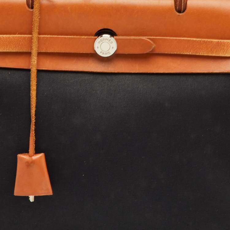 Pre Owned Hermès Black/Natural Toile Canvas and Vache Leather Herbag 31 Bag