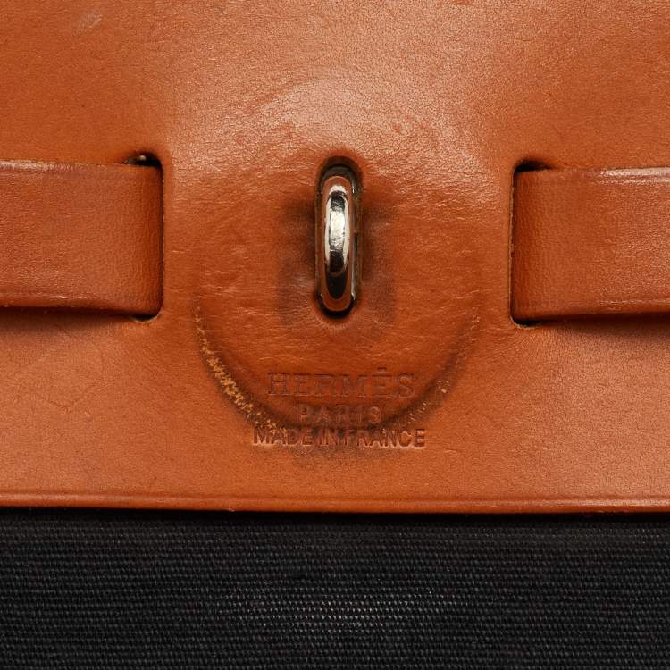 Pre Owned Hermès Black/Natural Toile Canvas and Vache Leather Herbag 31 Bag