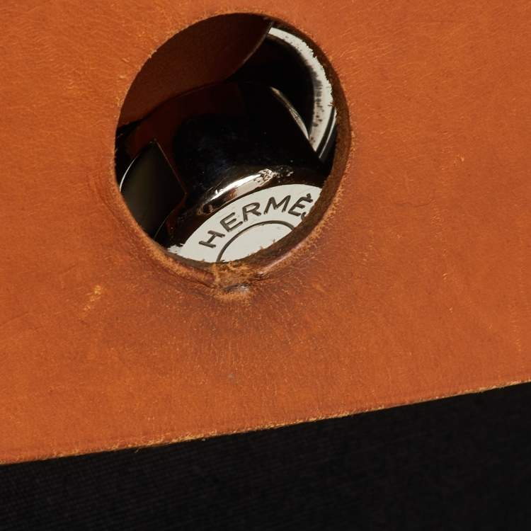 Pre Owned Hermès Black/Natural Toile Canvas and Vache Leather Herbag 31 Bag