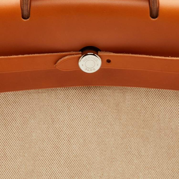 Pre Owned Hermès Ecru/Natural Toile Canvas and Vache Leather Herbag 2-in-1 Backpack