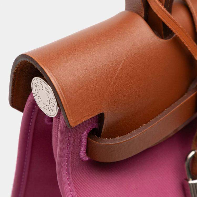 Pre Owned Hermes Herbag Zip 31 Brown/Pink Toile Bag