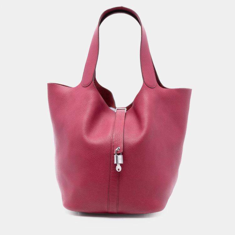Pre Owned Hermes Pink Clemence Picotin Lock 33