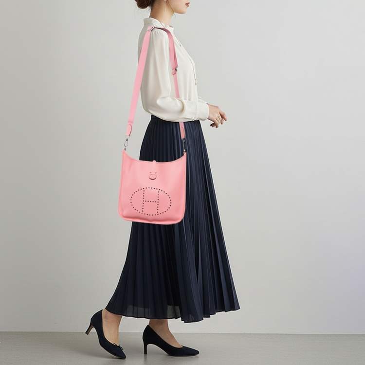 Pre Owned Hermes Evelyne 29 III PM Rose Confetti Epsom Leather Bag