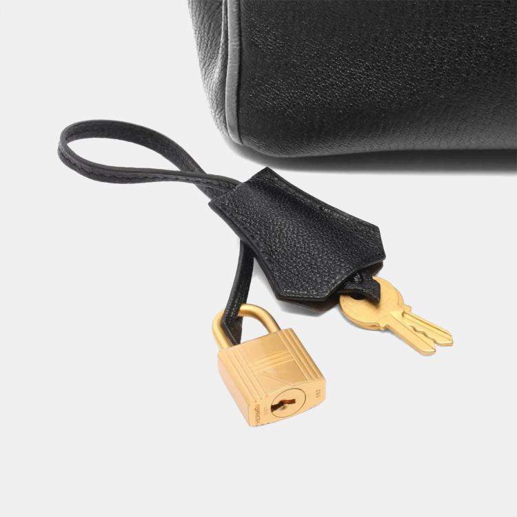 Pre Owned حقيبة هيرمس بيركين فيرسو 30 جلد الشيفر أسود لون إيتوب رمادي مقبض علوي