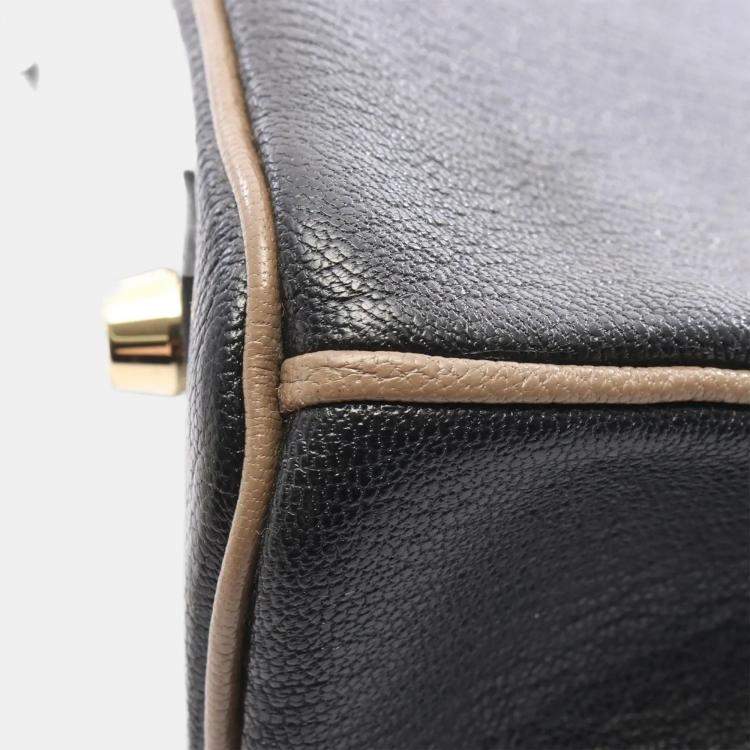 Pre Owned حقيبة هيرمس بيركين فيرسو 30 جلد الشيفر أسود لون إيتوب رمادي مقبض علوي