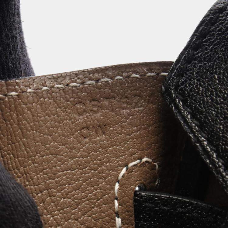 Pre Owned حقيبة هيرمس بيركين فيرسو 30 جلد الشيفر أسود لون إيتوب رمادي مقبض علوي