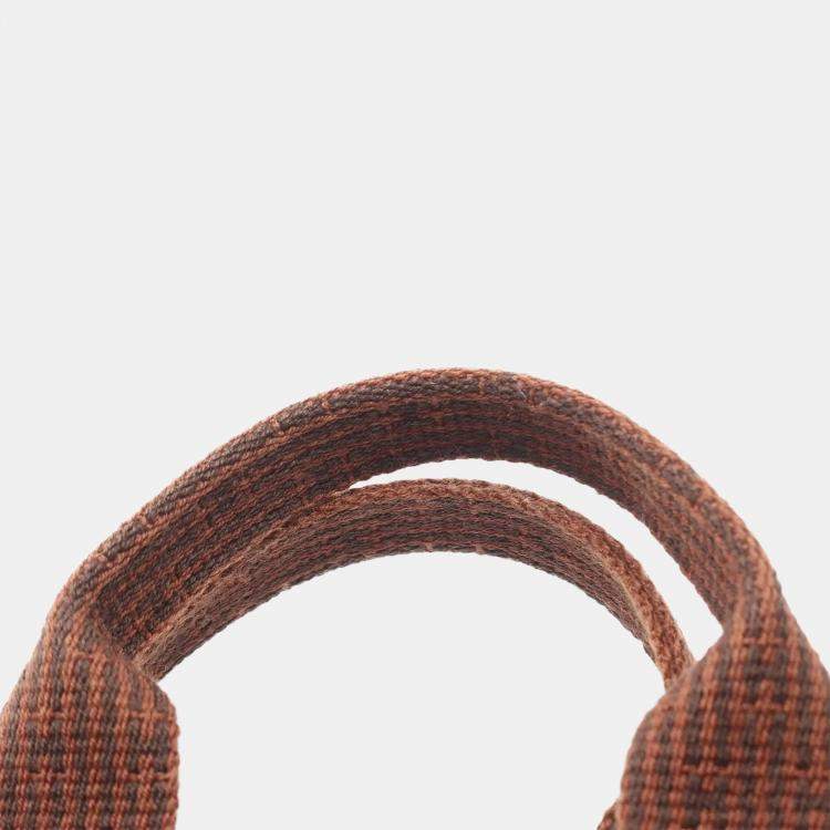 Pre Owned Hermes Herline PM Brown Nylon Canvas Tote Bag