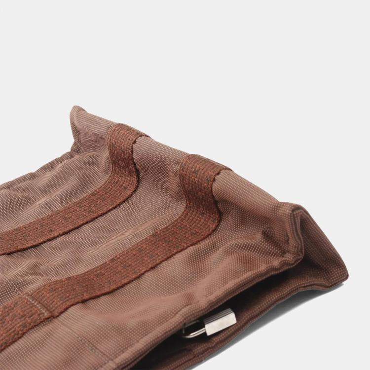 Pre Owned Hermes Herline PM Brown Nylon Canvas Tote Bag