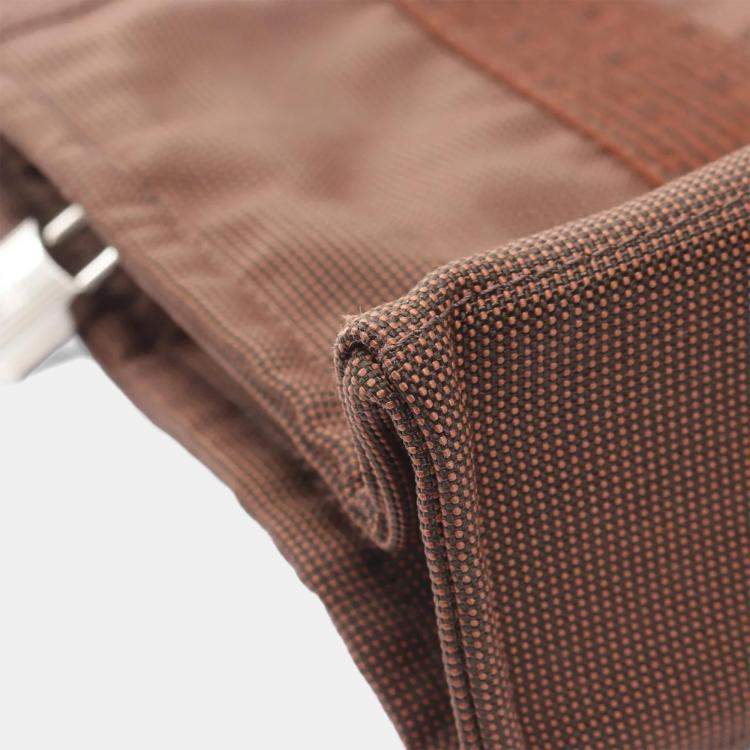 Pre Owned Hermes Herline PM Brown Nylon Canvas Tote Bag
